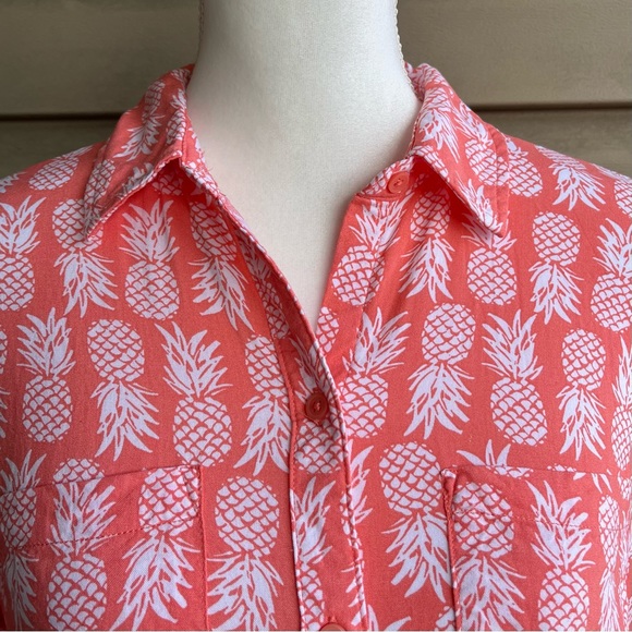 •CROFT & BARROW• Pineapple Button Down Blouse - Size Small - Picture 3 of 8